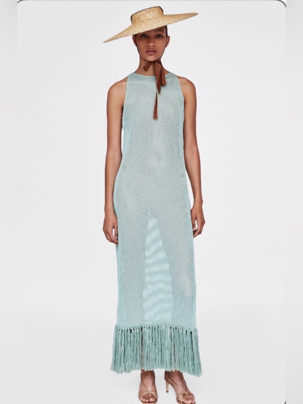 Zara Mint Green Knit Sleeveless Dress - Picture 3 of 7
